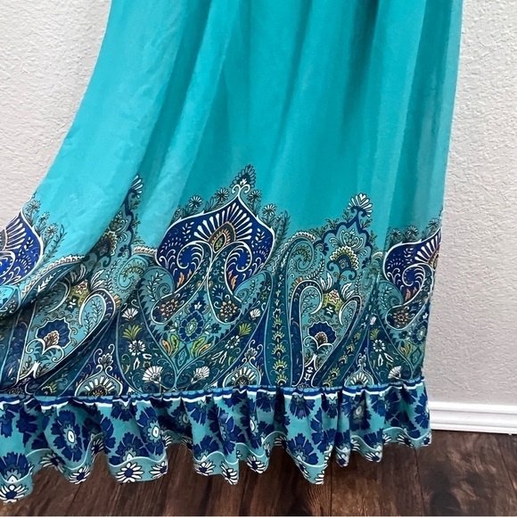 Boston Proper Paisley Print Ruffle High Neck Maxi Dress size - Picture 6 of 14